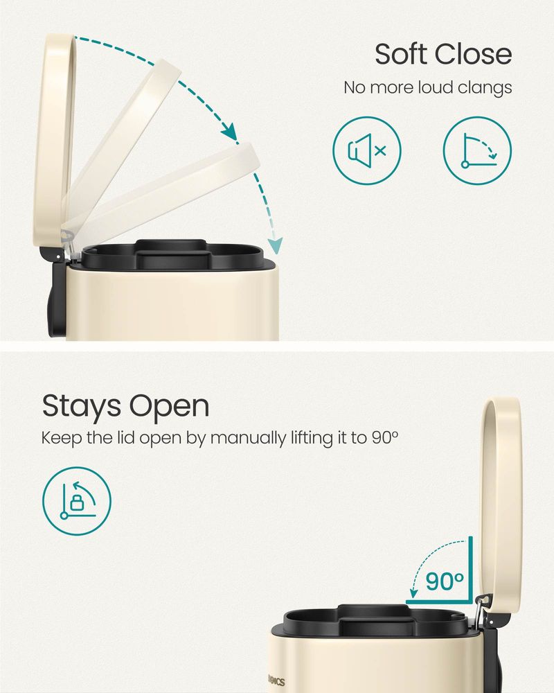 Step Pedal Trash Can | Quiet Close Lid For Kitchens