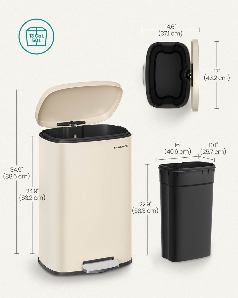 Step Pedal Trash Can | Quiet Close Lid For Kitchens