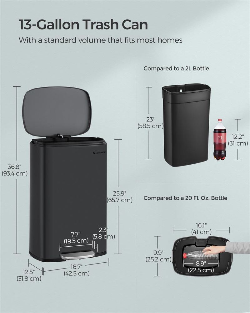 Step Pedal Trash Can | Quiet Close Lid For Kitchens