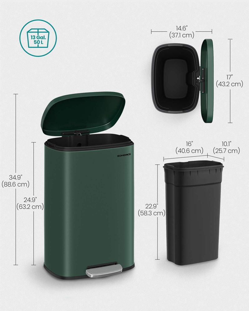 Step Pedal Trash Can | Quiet Close Lid For Kitchens