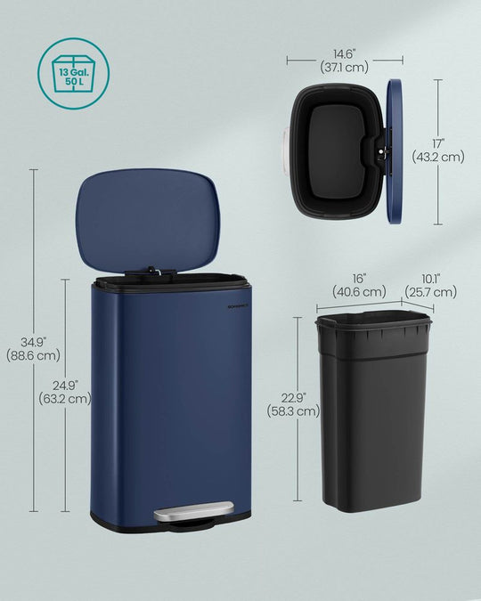 Step Pedal Trash Can | Quiet Close Lid For Kitchens