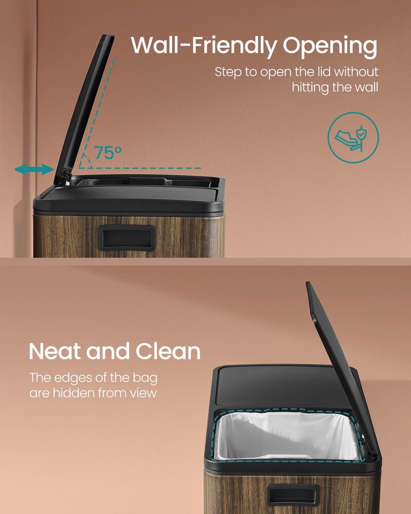 Dual Compartment Step Trash Can | Recycling Bin For Kitchens