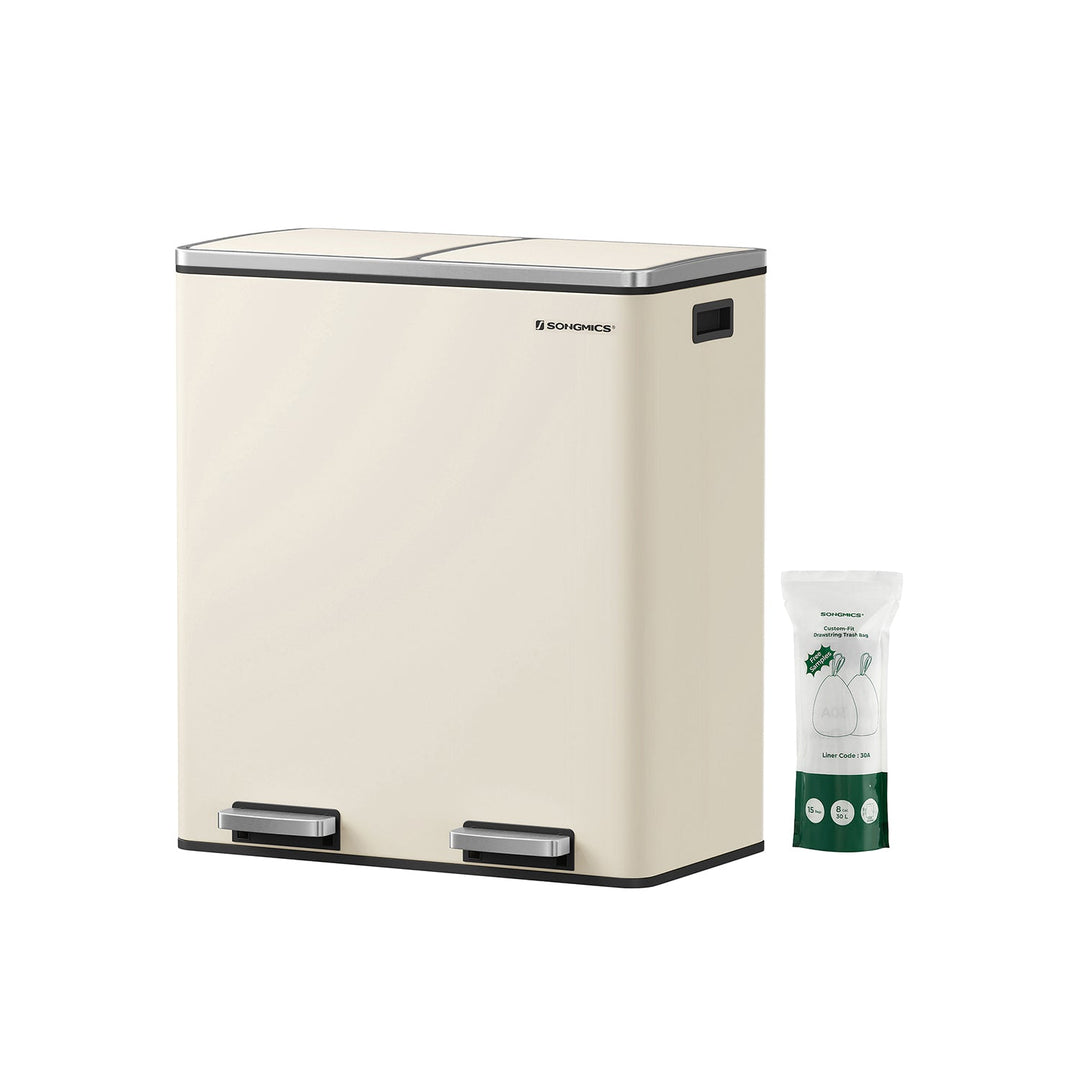 Dual Compartment Step Trash Can | Recycling Bin For Kitchens