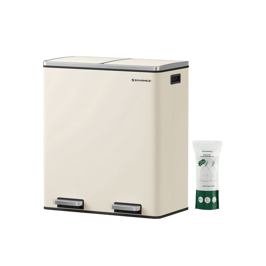 Dual Compartment Step Trash Can | Recycling Bin For Kitchens