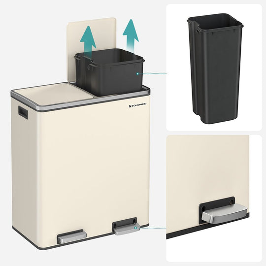 Dual Compartment Step Trash Can | Recycling Bin For Kitchens