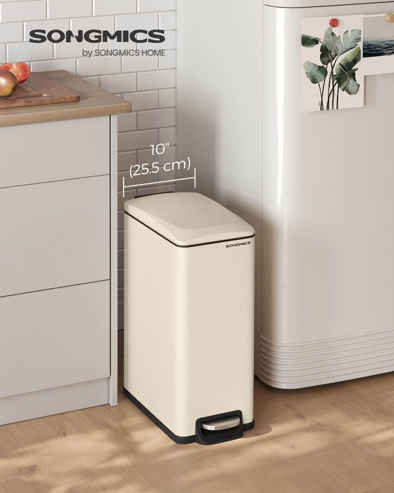 Slim Step Trash Can | Quiet Close Lid For Narrow Spaces