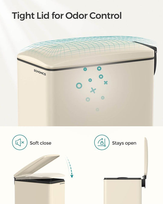 Slim Step Trash Can | Quiet Close Lid For Narrow Spaces