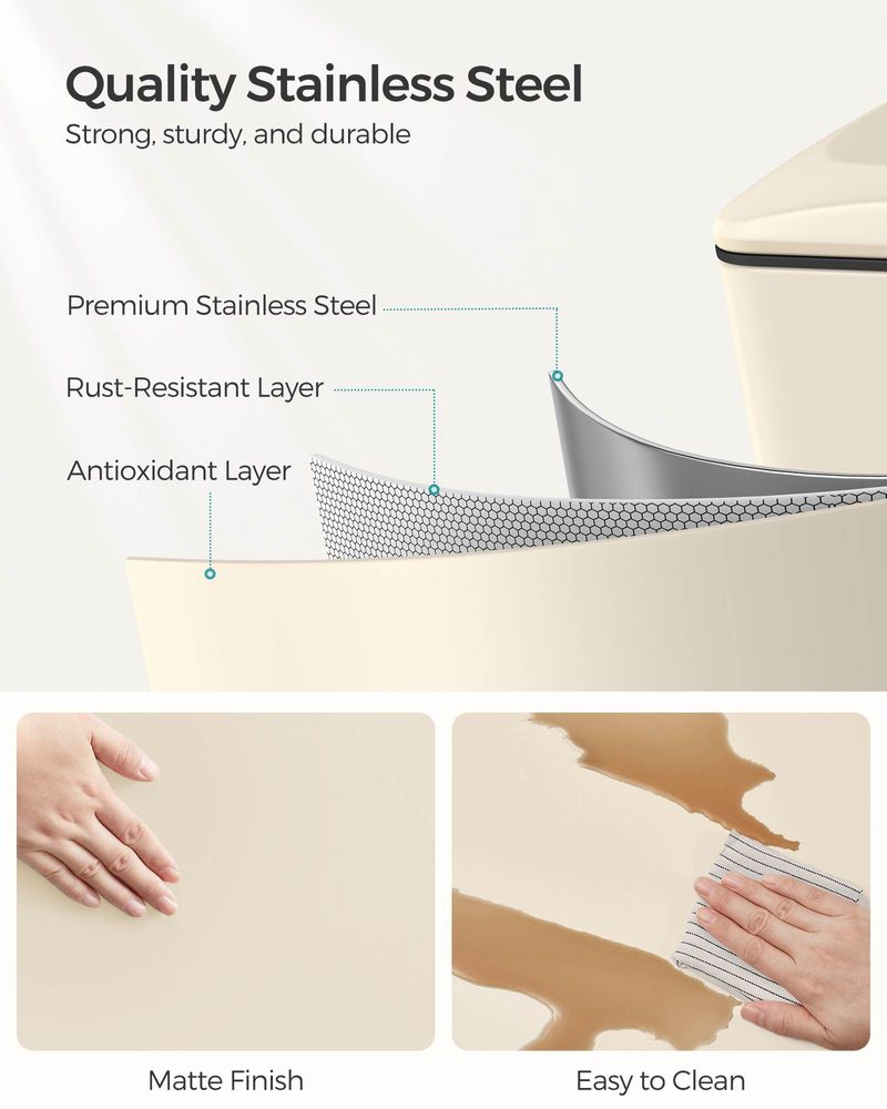 Slim Step Trash Can | Quiet Close Lid For Narrow Spaces