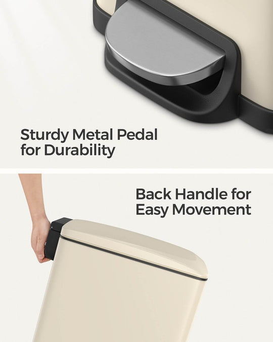 Slim Step Trash Can | Quiet Close Lid For Narrow Spaces