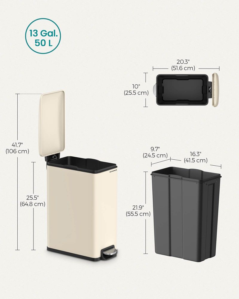 Slim Step Trash Can | Quiet Close Lid For Narrow Spaces