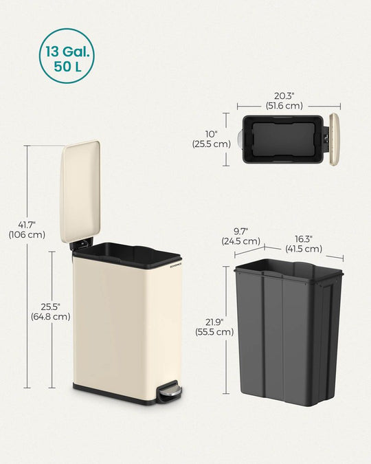 Slim Step Trash Can | Quiet Close Lid For Narrow Spaces
