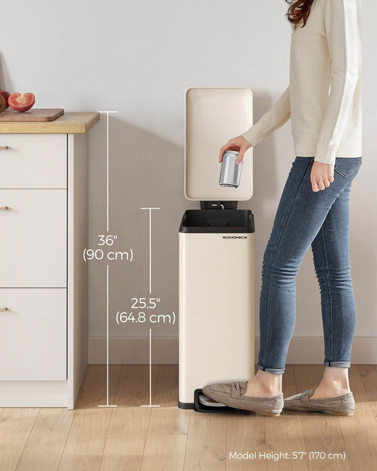 Slim Step Trash Can | Quiet Close Lid For Narrow Spaces