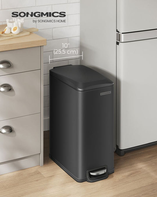 Slim Step Trash Can | Quiet Close Lid For Narrow Spaces