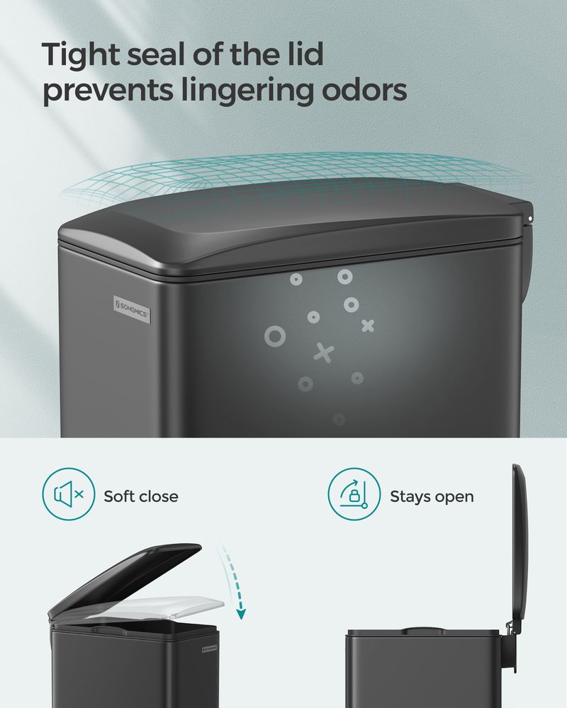 Slim Step Trash Can | Quiet Close Lid For Narrow Spaces
