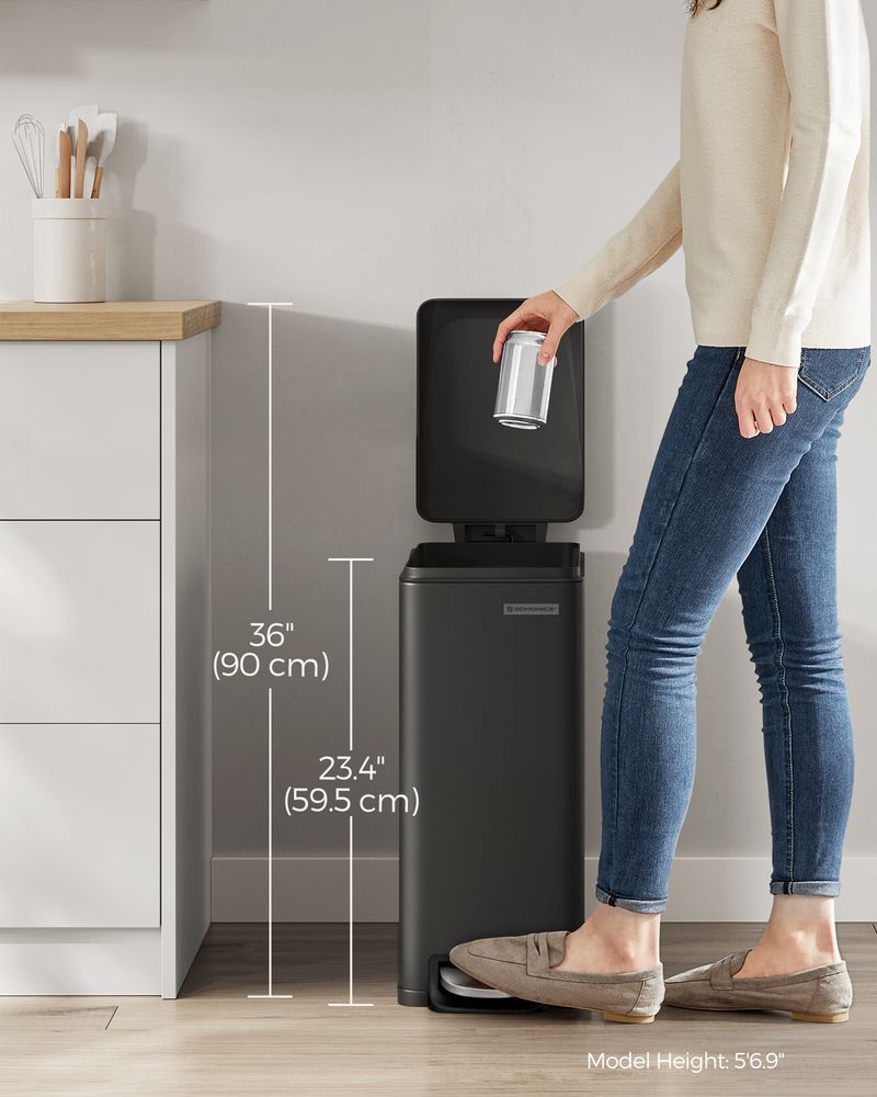 Slim Step Trash Can | Quiet Close Lid For Narrow Spaces