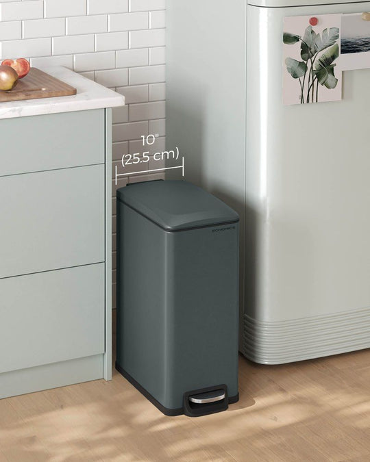 Slim Step Trash Can | Quiet Close Lid For Narrow Spaces
