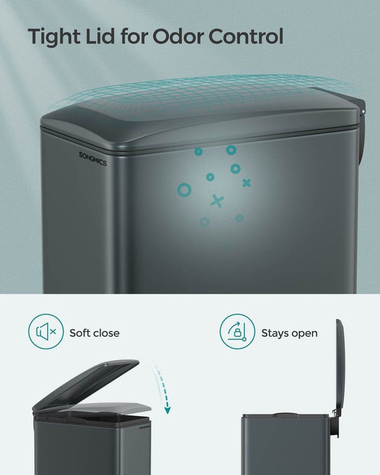 Slim Step Trash Can | Quiet Close Lid For Narrow Spaces