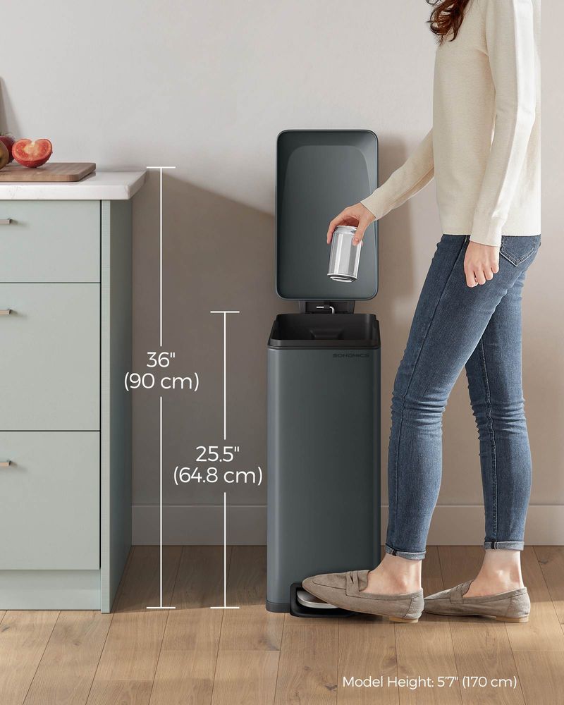 Slim Step Trash Can | Quiet Close Lid For Narrow Spaces