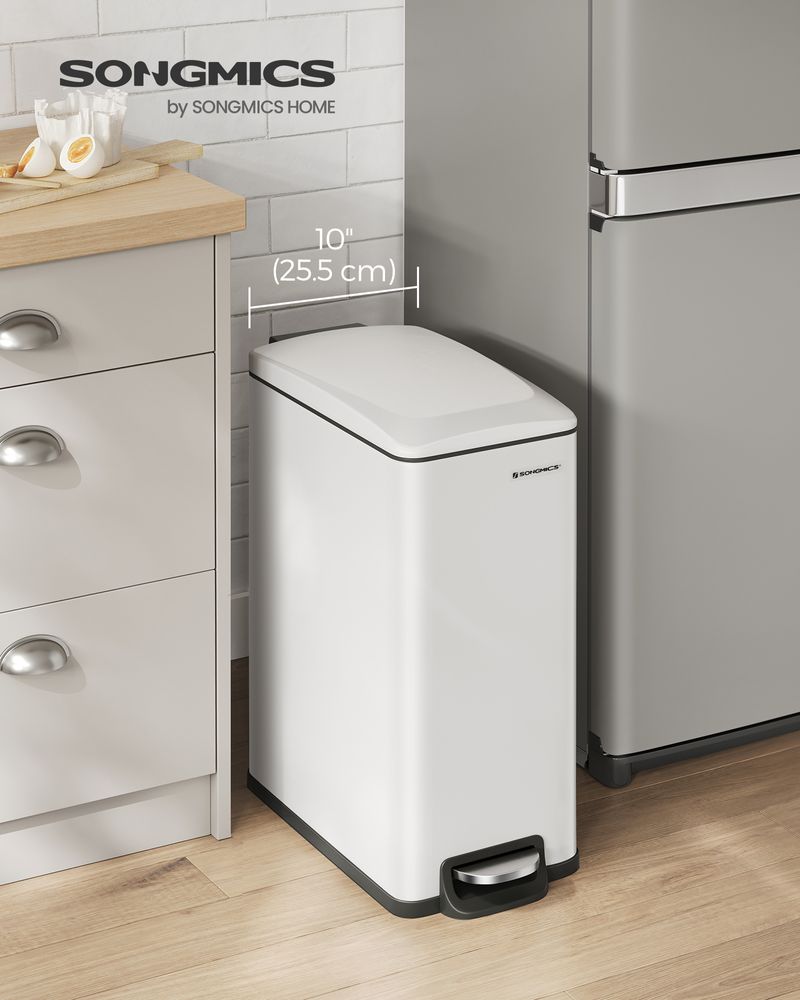 Slim Step Trash Can | Quiet Close Lid For Narrow Spaces