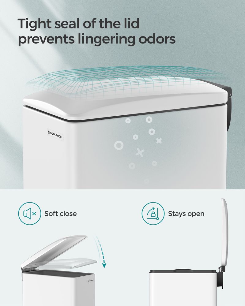 Slim Step Trash Can | Quiet Close Lid For Narrow Spaces