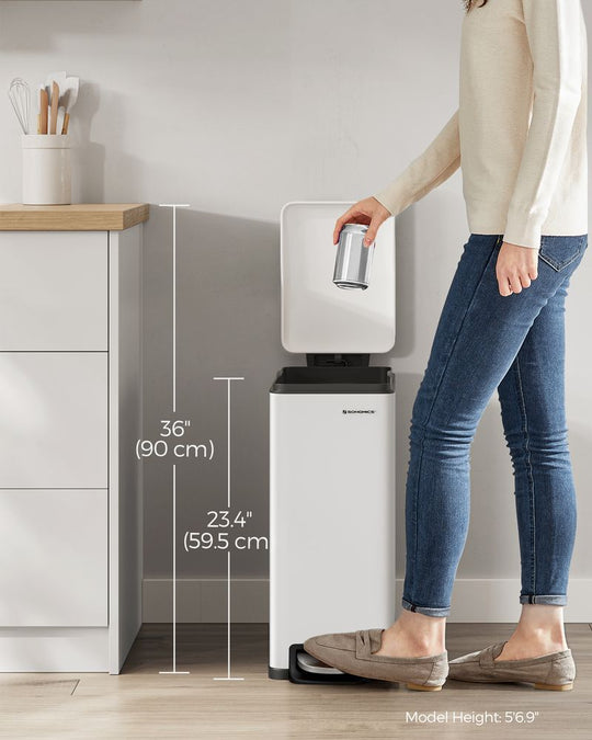 Slim Step Trash Can | Quiet Close Lid For Narrow Spaces