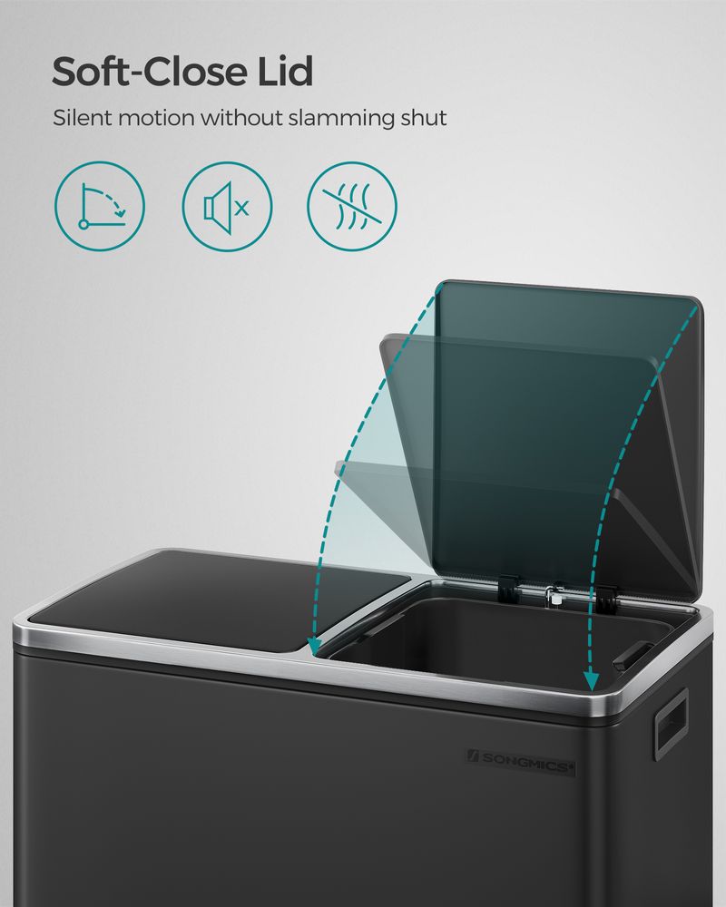 Dual Compartment Step Trash Can | Recycling Bin For Kitchens
