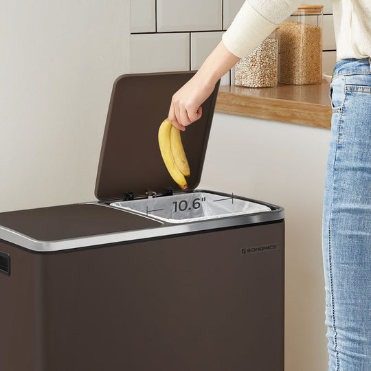 Dual Compartment Step Trash Can | Recycling Bin For Kitchens