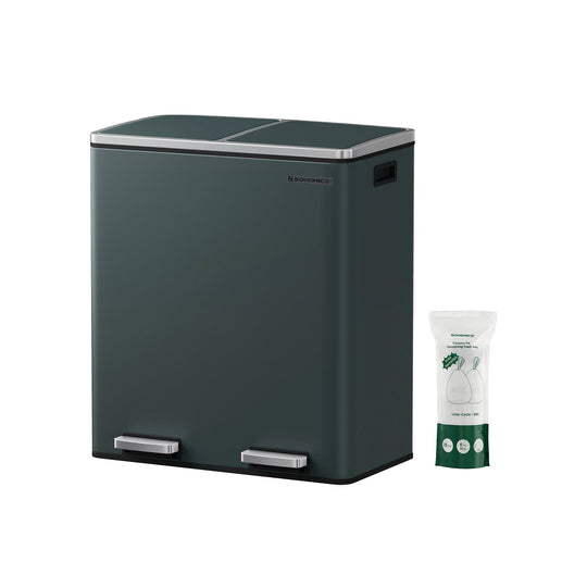 Dual Compartment Step Trash Can | Recycling Bin For Kitchens