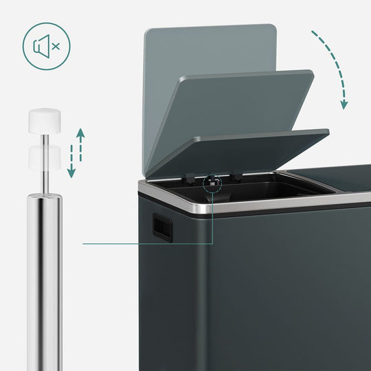 Dual Compartment Step Trash Can | Recycling Bin For Kitchens