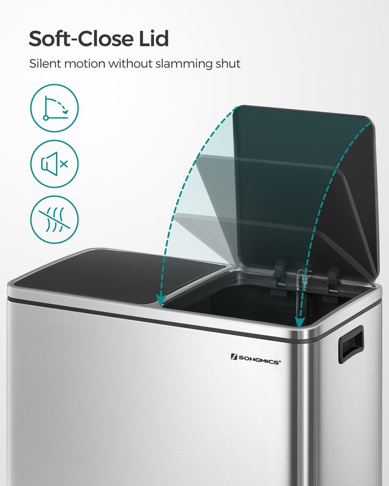 Dual Compartment Step Trash Can | Recycling Bin For Kitchens