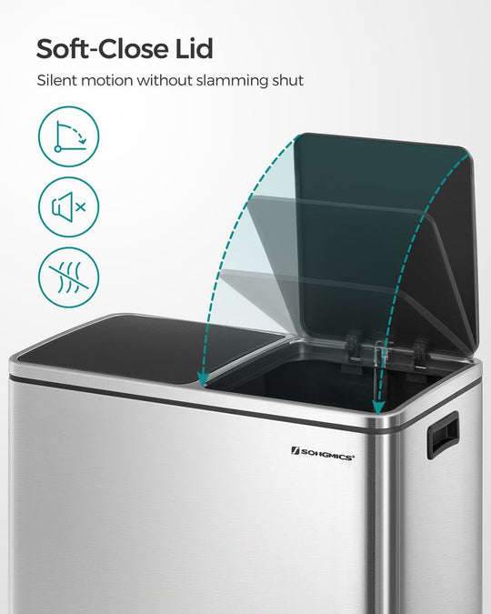 Dual Compartment Step Trash Can | Recycling Bin For Kitchens
