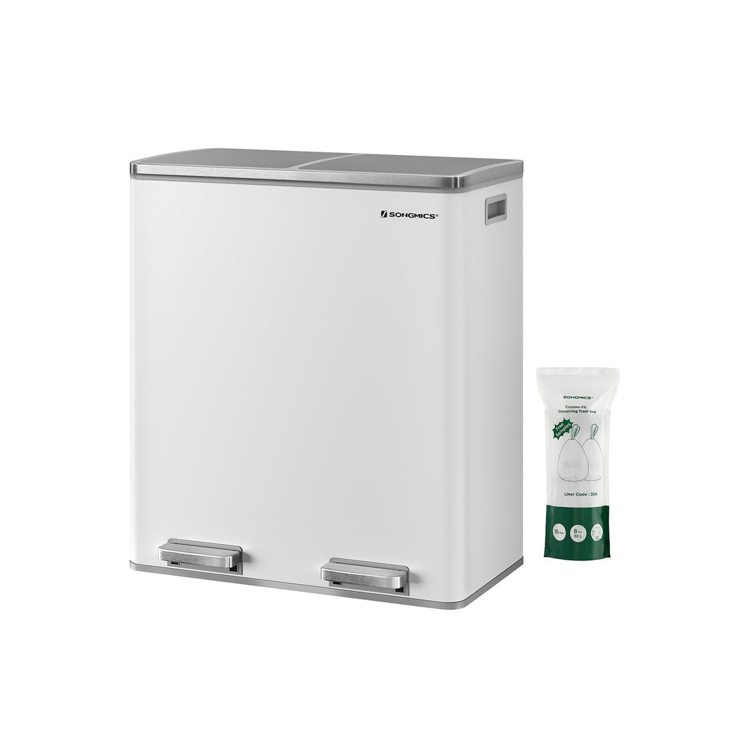 Dual Compartment Step Trash Can | Recycling Bin For Kitchens