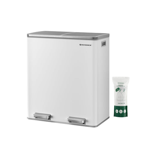 Dual Compartment Step Trash Can | Recycling Bin For Kitchens