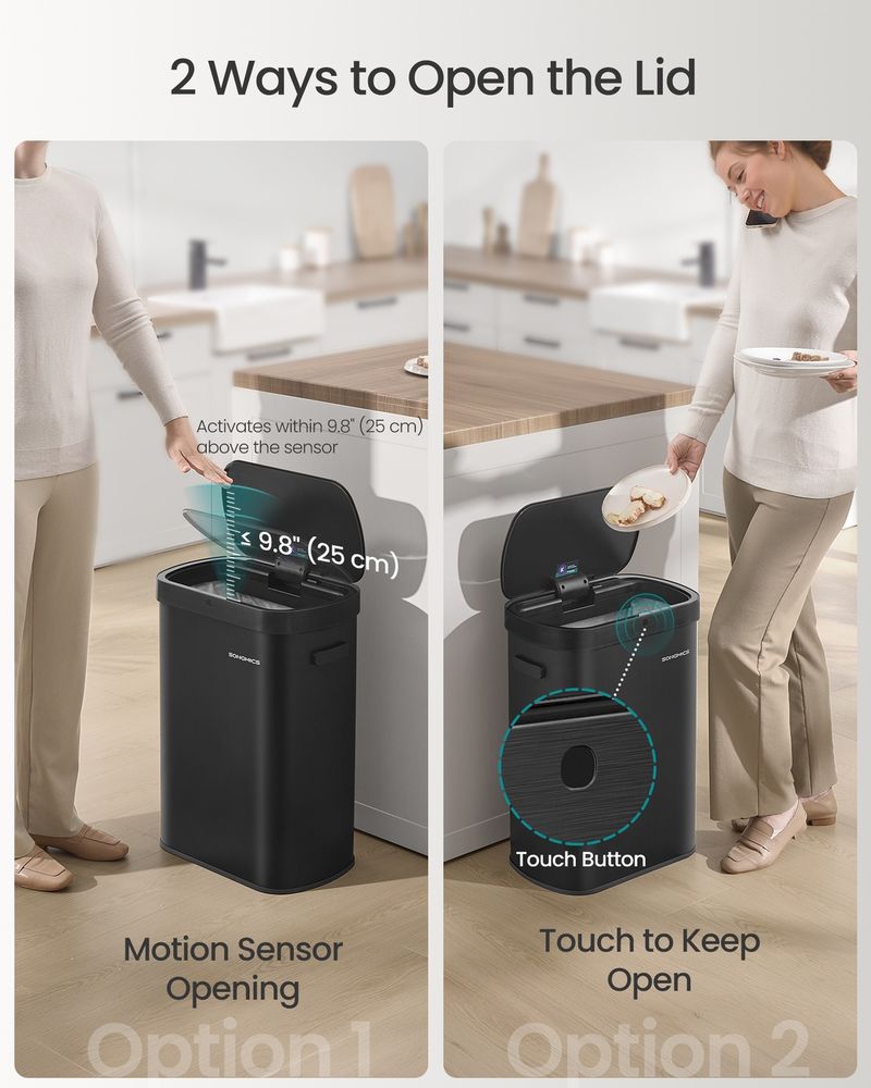 Motion Sensor Trash Can | 13-Gallon Touch-Free Kitchen Bin