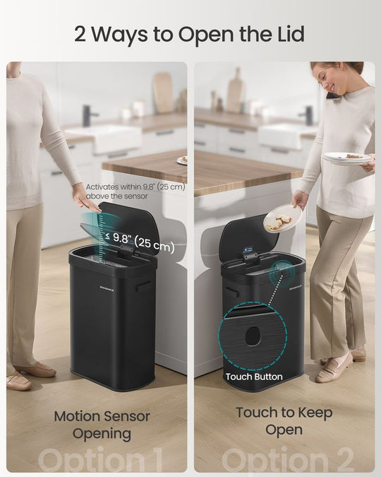Motion Sensor Trash Can | 13-Gallon Touch-Free Kitchen Bin