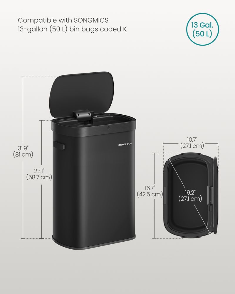 Motion Sensor Trash Can | 13-Gallon Touch-Free Kitchen Bin