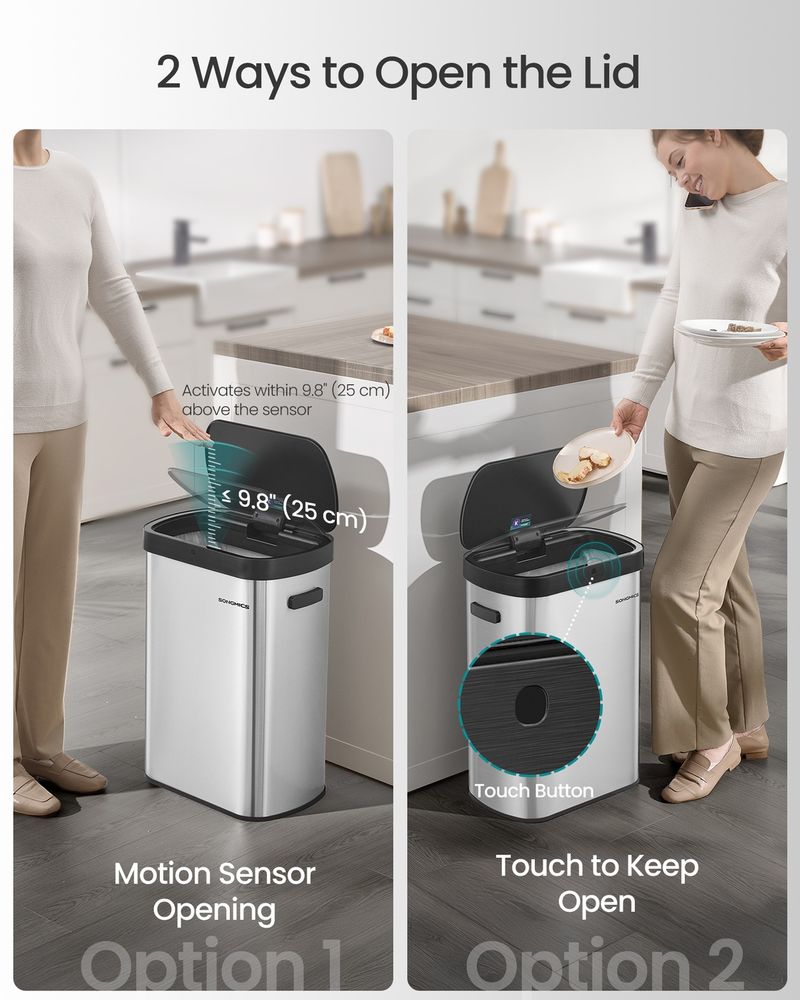 Motion Sensor Trash Can | 13-Gallon Touch-Free Kitchen Bin