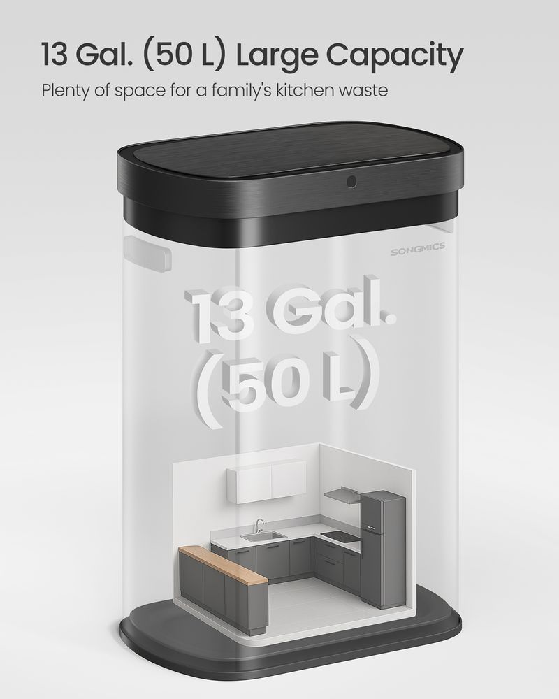 Motion Sensor Trash Can | 13-Gallon Touch-Free Kitchen Bin