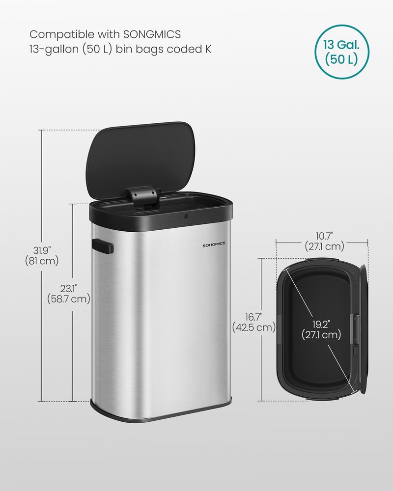 Motion Sensor Trash Can | 13-Gallon Touch-Free Kitchen Bin