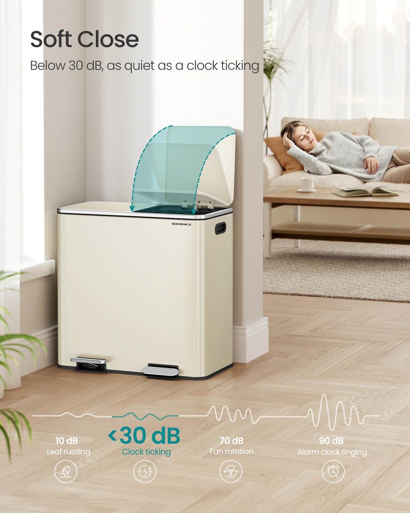 Double Kitchen Trash Can | Dual Pedal Bin For Waste Sorting