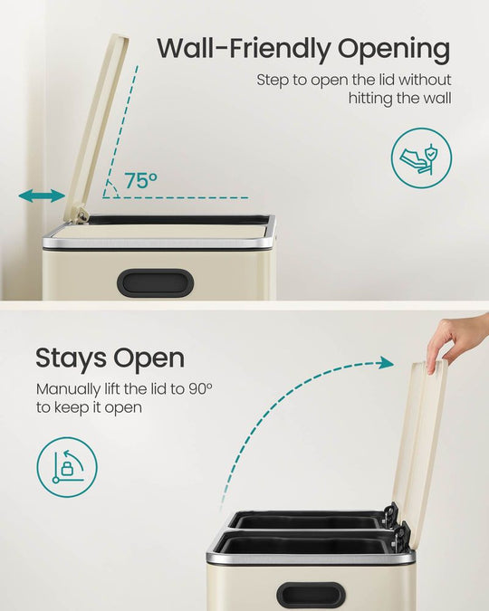 Double Kitchen Trash Can | Dual Pedal Bin For Waste Sorting