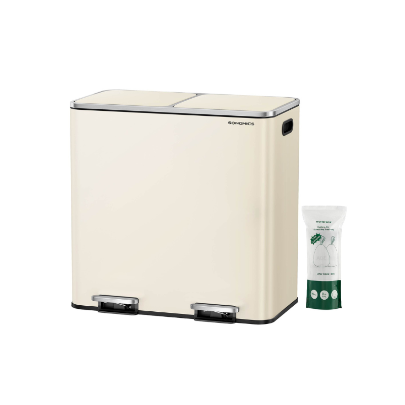 Double Kitchen Trash Can | Dual Pedal Bin For Waste Sorting