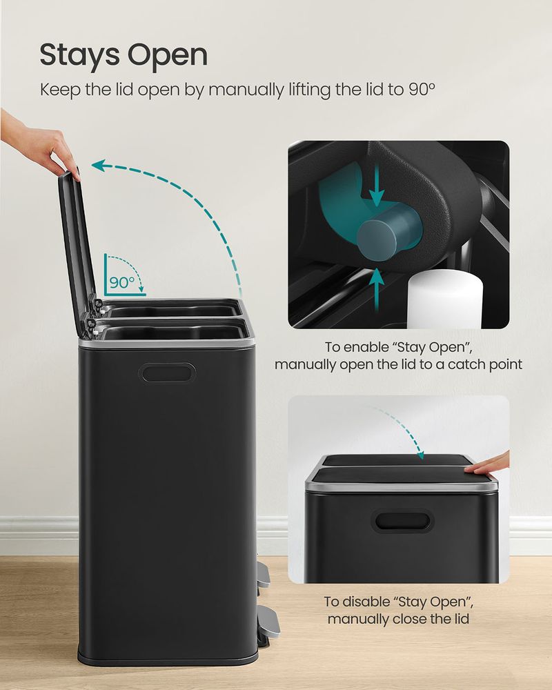 Double Kitchen Trash Can | Dual Pedal Bin For Waste Sorting