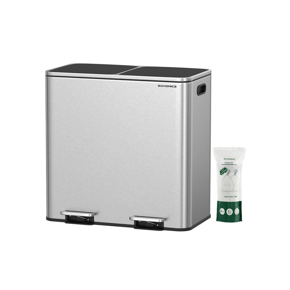 Double Kitchen Trash Can | Dual Pedal Bin For Waste Sorting