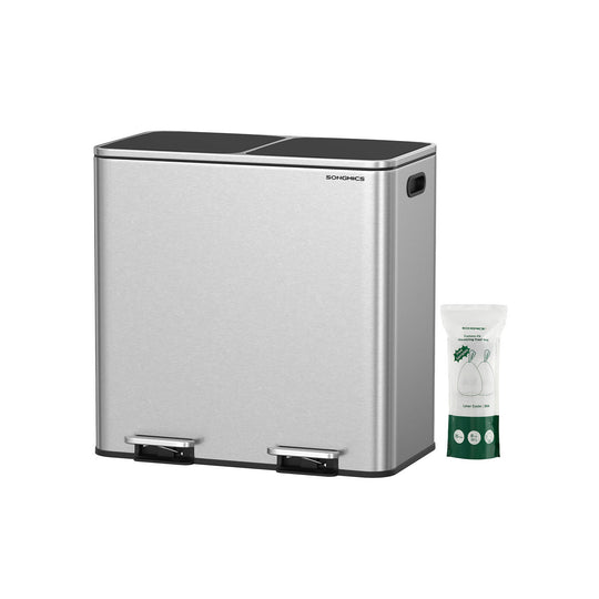 Double Kitchen Trash Can | Dual Pedal Bin For Waste Sorting
