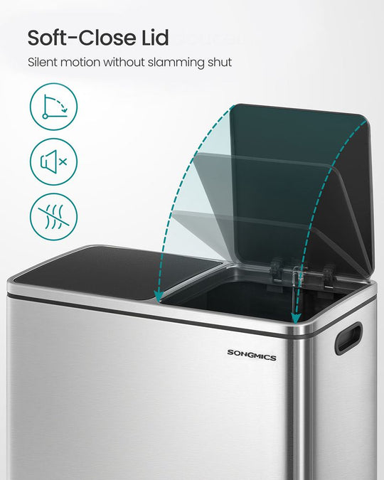 Double Kitchen Trash Can | Dual Pedal Bin For Waste Sorting