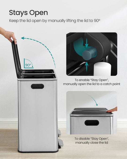 Double Kitchen Trash Can | Dual Pedal Bin For Waste Sorting