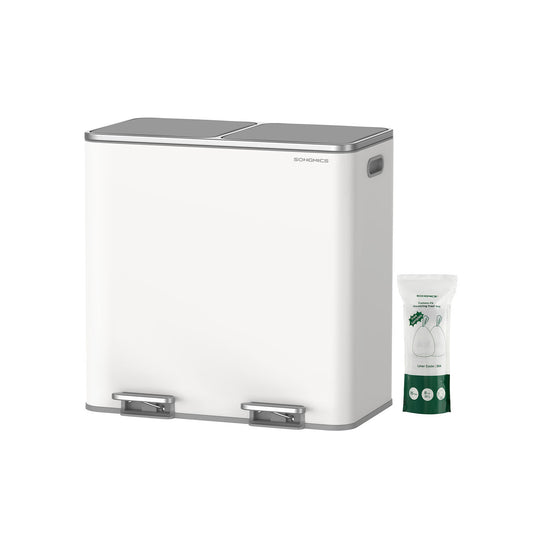 Double Kitchen Trash Can | Dual Pedal Bin For Waste Sorting