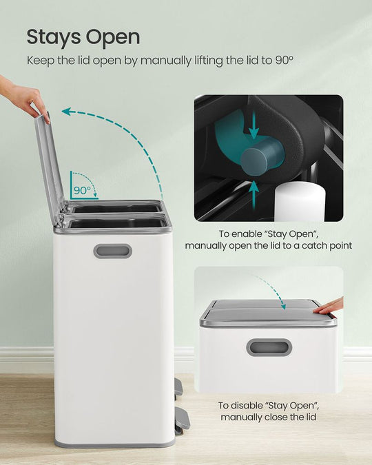 Double Kitchen Trash Can | Dual Pedal Bin For Waste Sorting