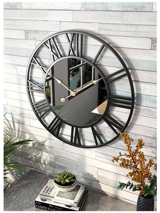 Vintage Wall Clock | Mirrored Roman Numeral Design